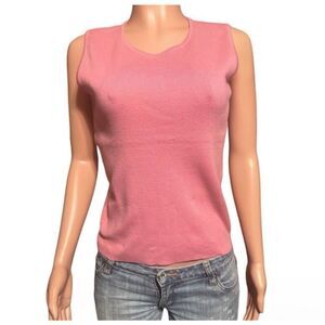 Akwa women's crew neck Pink Ribbed sleeveless top size M,L